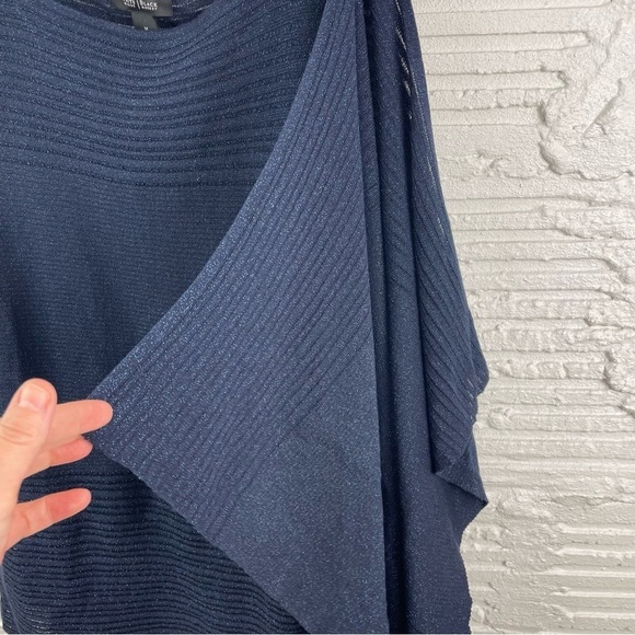 White House Black Market Asymmetric Drape Sleeve Shimmer Sweater Size M - Picture 7 of 16